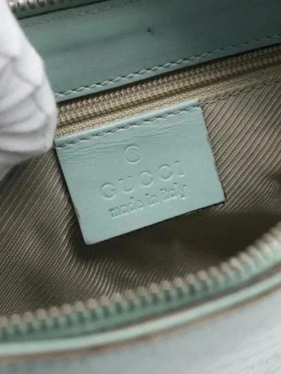 GUCCI Micro GG Canvas Shoulder Bag Leather Light Blue Gold 001 5155 Auth 173651 - Picture 11 of 16